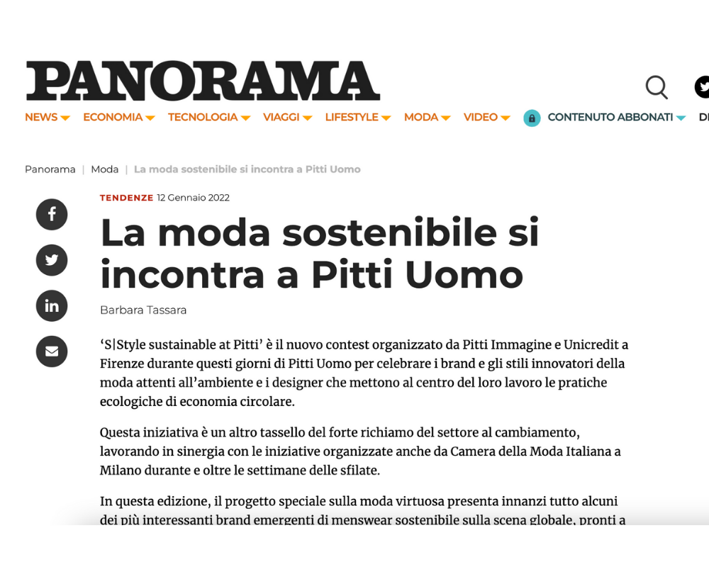 PANORAMA - LA MODA SOSTENIBILE INCONTRA PITTI UOMO