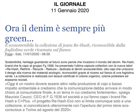 IL GIORNALE · ORA IL DENIM È SEMPRE PIÙ GREEN