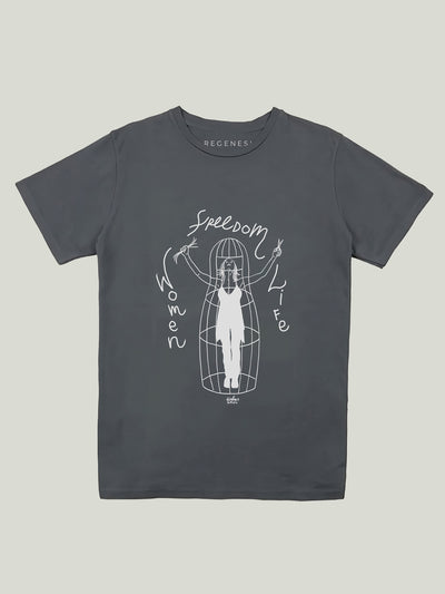 T-shirt Woman Life Freedom Charcoal